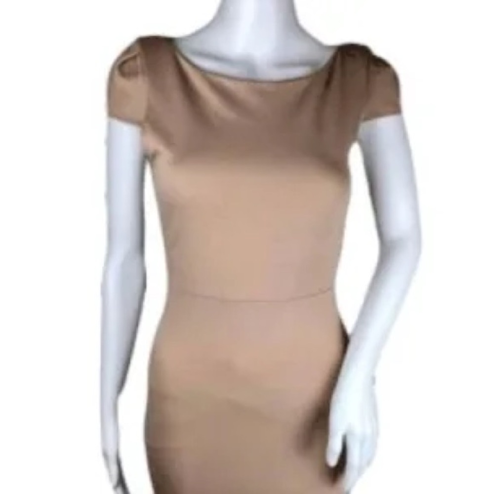 Alice + Olivia fitted mini dress in nude with cap sleeve